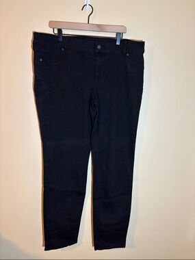 Maurices Black Skinny Jeans with Subtle Embroidery